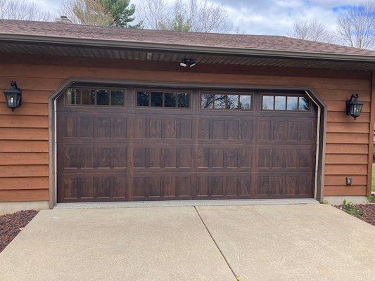 CHI Shaker Panel Steel Door With Madison Windows in Accents Woodtones Walnut Color