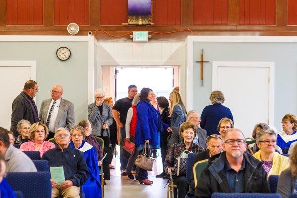 Worshiping in the Parish Hall during our sanctuary remodel.