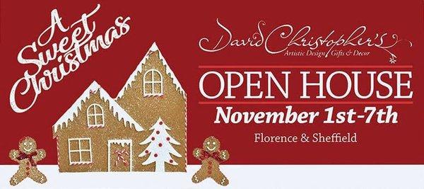 Open House, Nov 1-7, 2019. Florence and Sheffield Alabama locations.