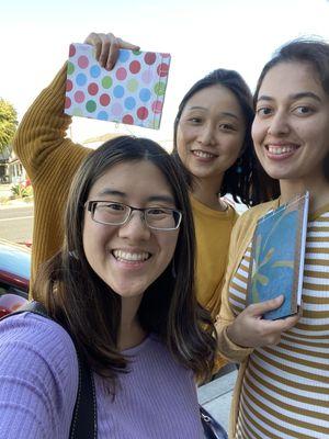 Students at a Japanese Stab Binding Workshop make their own journals by hand.