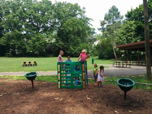 There's some temporary playground equipment, as well.