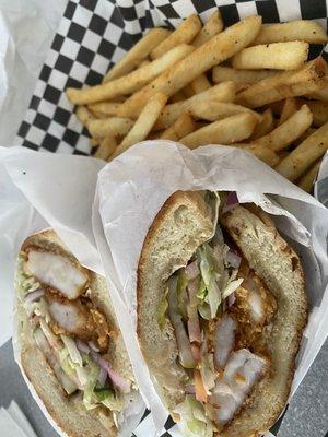 Shrimp Po Boy and fries