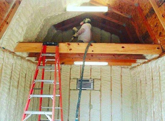 Open Cell Spray Foam Insulation inside a barn