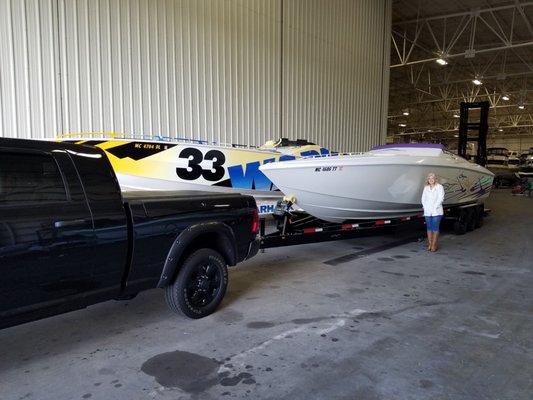 Picking boat up to travel.