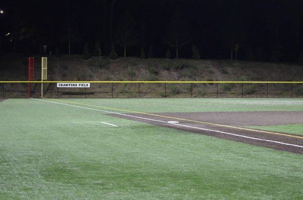 One of the two synthetic turf baseball fields used by DSB at Brook Run Park in Dunwoody, Georgia.