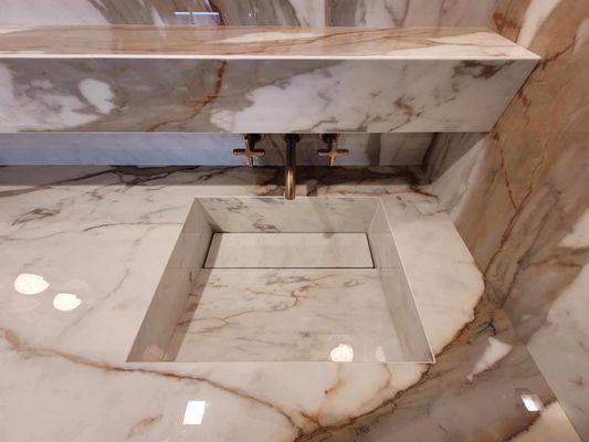 Close-up view of our custom integrated sink