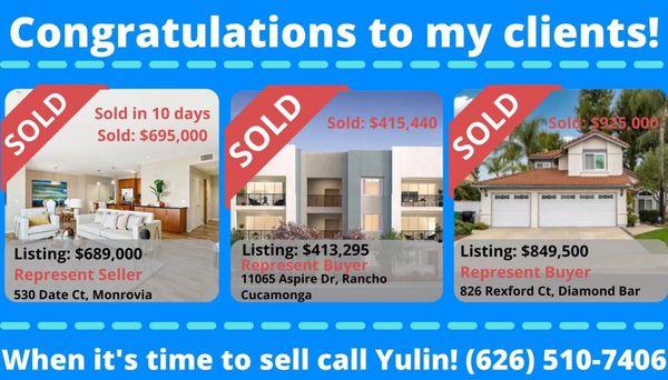 Congrats to my clients and wish them the best!