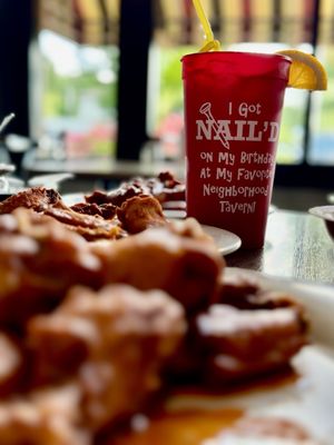 Glorious wings and epic birthday cup