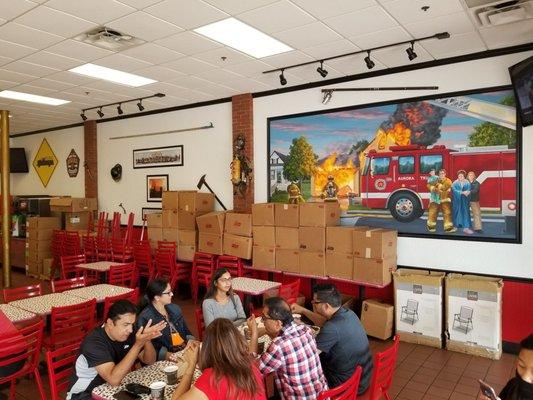 2021-08-07. Firehouse subs, Aurora. IL. Looks like they still have a but of work left yo get the dining area back to pre-covid state.