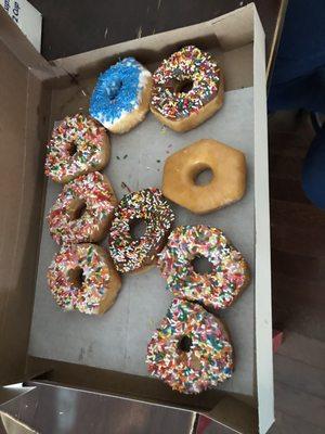 Glazed and sprinkle donuts