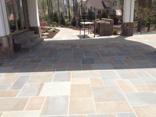 Blue stone patio.