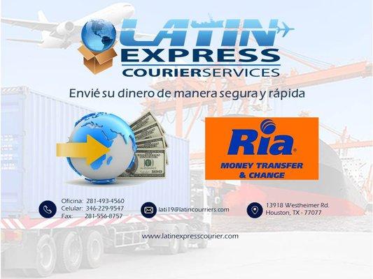 Necesitas enviar dinero a tus seres queridos? Somos agencia autorizada por RIA para realizar envios de dinero! #latinexpresscourier #envio