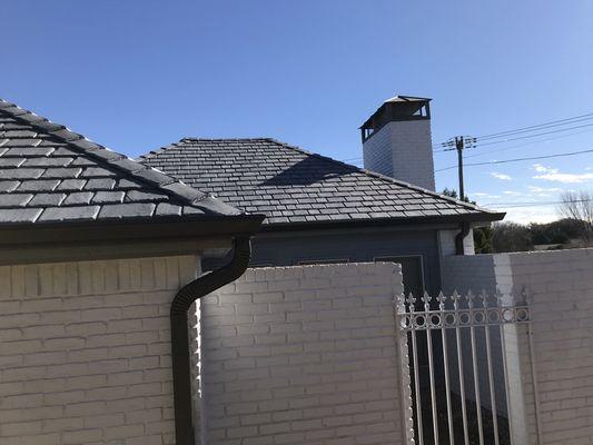 Davinci Roofing System, new gutters and custom chimney cap