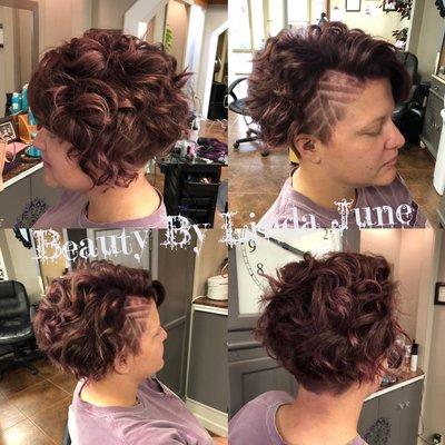 Short and sassy cut with Red violet color