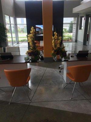 Natural gray and white stained concrete in Riverside condos