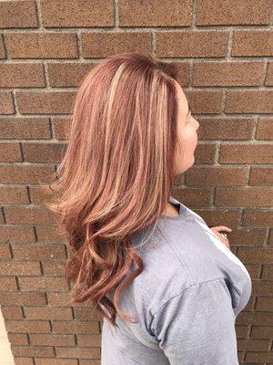 Red brown with blond highlights by Anthony