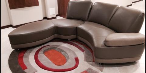 Curvaceous sectional, custom area rug