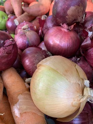 Fresh local organic onions grown in the rich black gold of NY