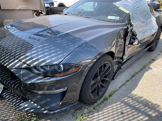 18 mustang hit hard on the door