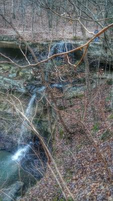 View of the falls from across the creek.