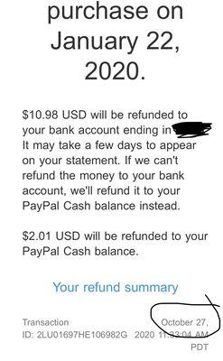 They refunded me until October. Almost a year!