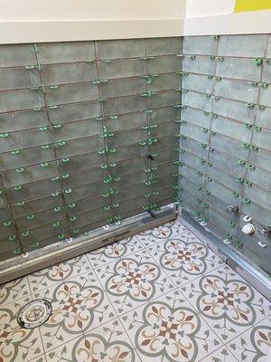 Tile install in powder room