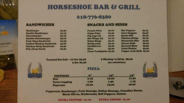 Horseshoe Bar & Grill Menu