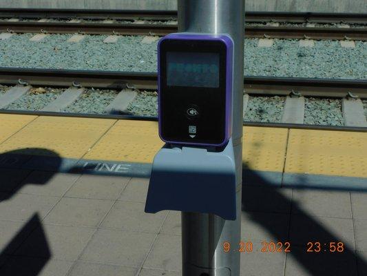 The tap pedestals that are to be used when you get to station before you get on the trolley at the station .