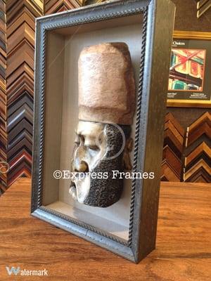 African wood carving shadow box