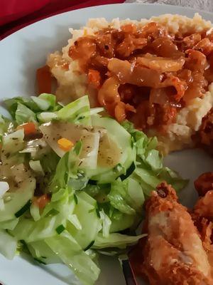 Fried Chicken Salad and Grits