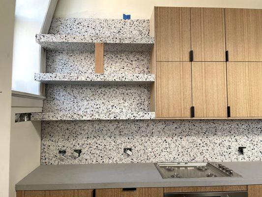 Terrazzo back-splash and shelf