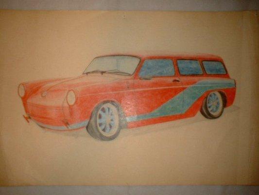 Color pencils, ink, and smudge stick on poster paper. I was 11yrs old