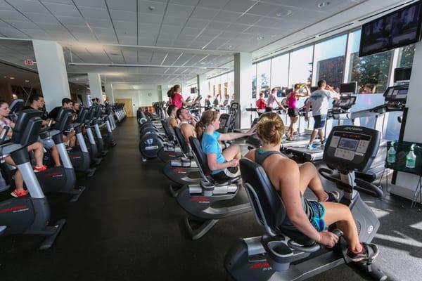 There are 140 pieces of cardio and weight equipment in several separate areas.