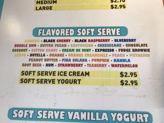 Here are the soft flavors served there.