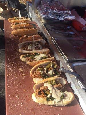 Roast pork, broccoli rabe, long hots and mozz-provolone cheeses