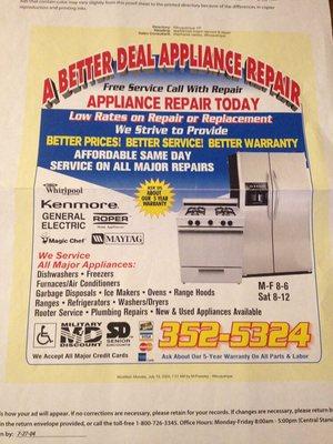 A Better Deal Appliance & Plumbing Service