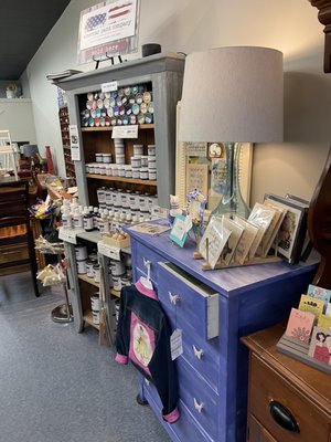 Cinderella's Attic specializes in furniture painting and also sells furniture painting supplies for DIY