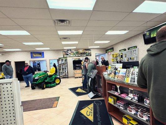 Rensselaer parts counter on a rainy day.