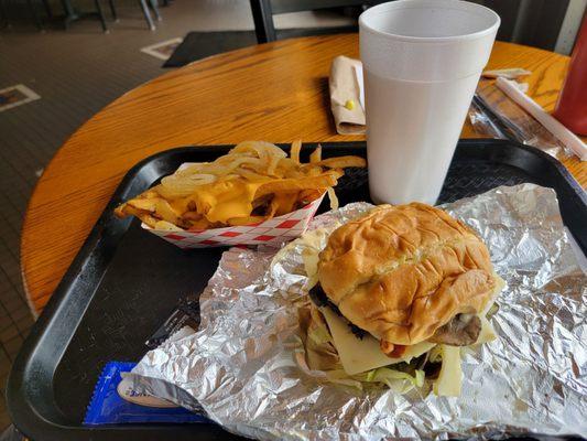 Shroomin burger with mad fries