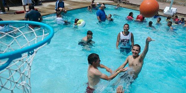 The swimming pool is just one of many fun activities available.