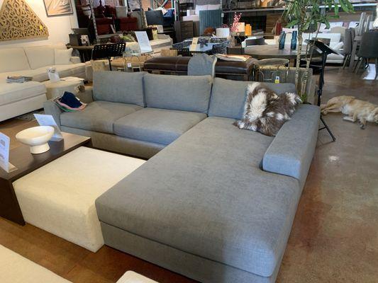 USA made sectional. Come visit our dog friendly showroom.