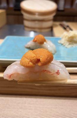 Botan ebi with hokkaido uni