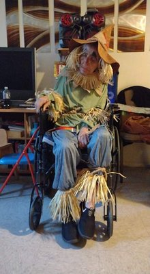 My mom as a scarecrow