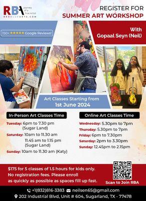 Summer art classes with Gopaal Seyn