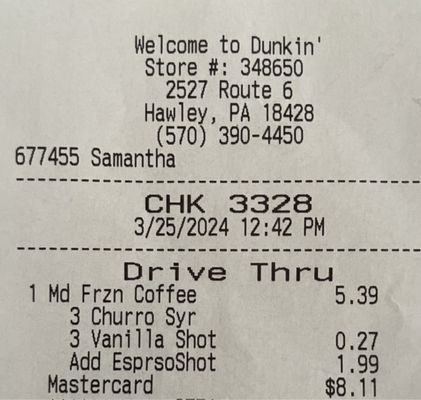 Hawley Dunkin is almost $2 more expensive. Disgusting