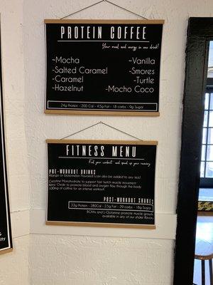 Protein Coffee and Fitness Menus