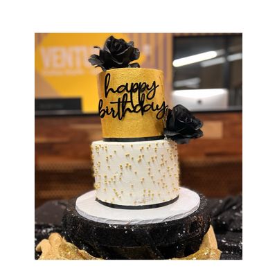 Black & Gold Custom Birthday Cake