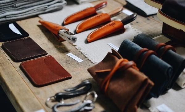 Knives, leather goods, and men's accessories