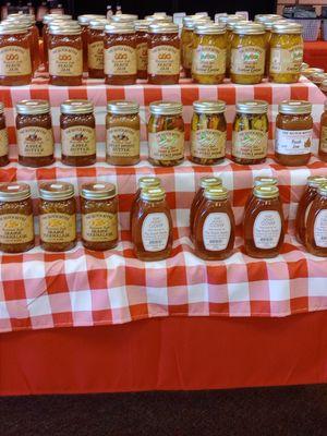 We sell Amish jams, jellies, pickles, chow chow, and a variety of Apple Butters not found in stores.