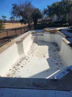 Demo day, removing the old brown waterline tile